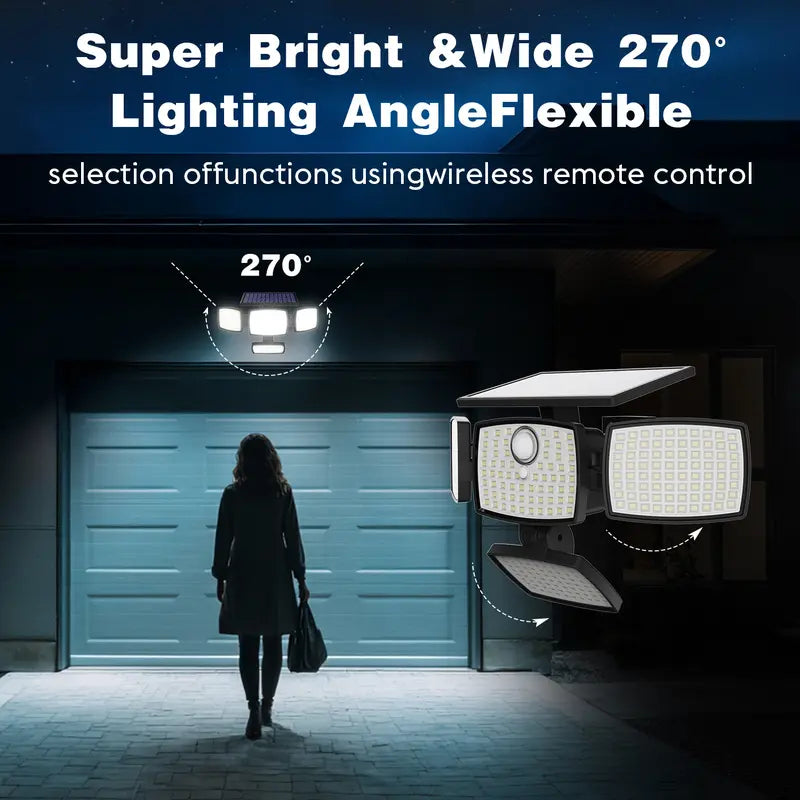 4500LM Solar Outdoor Security Light – 306 LED 4-Head Motion Sensor