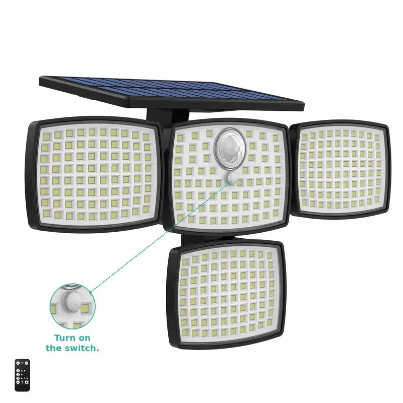 4500LM Solar Outdoor Security Light – 306 LED 4-Head Motion Sensor