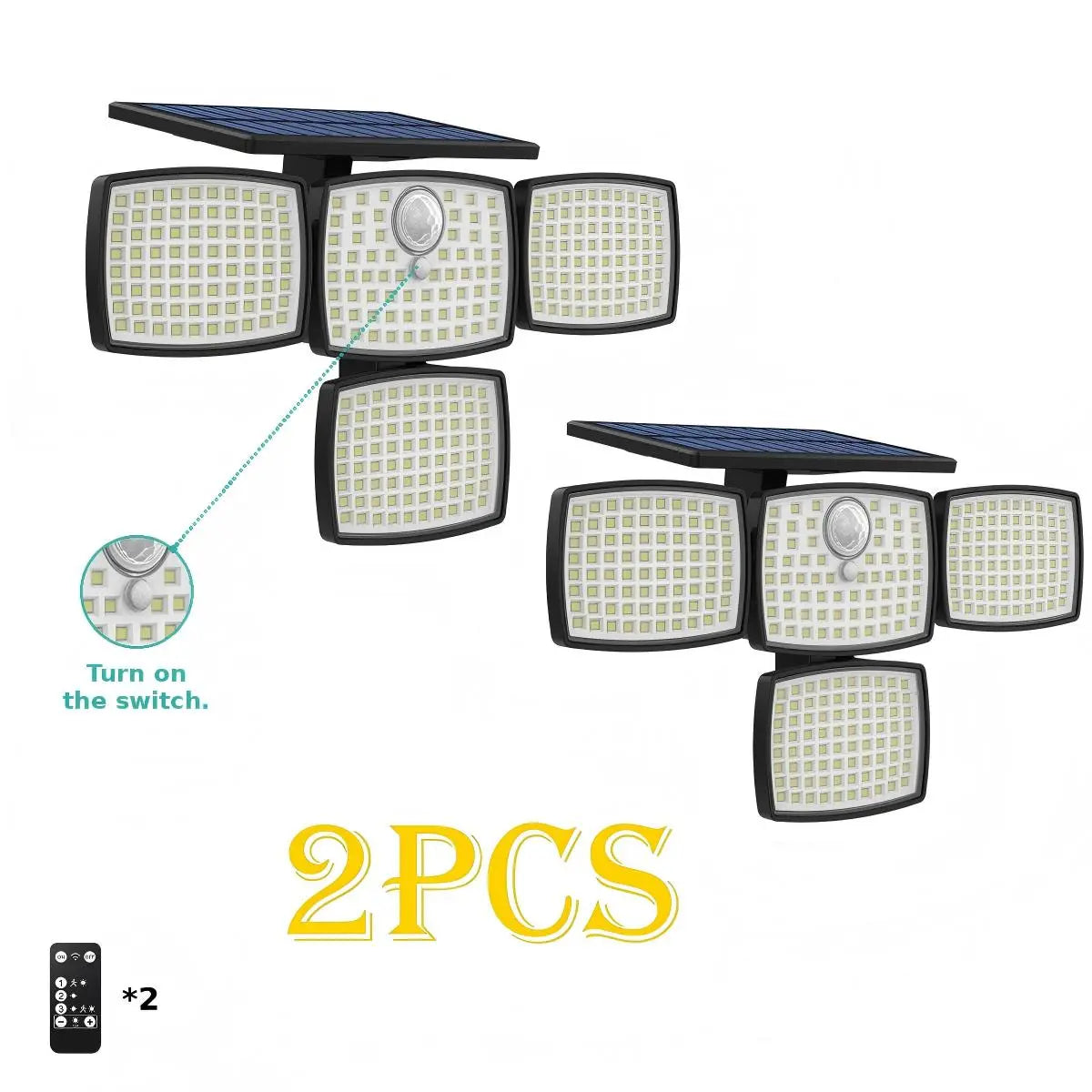 4500LM Solar Outdoor Security Light – 306 LED 4-Head Motion Sensor